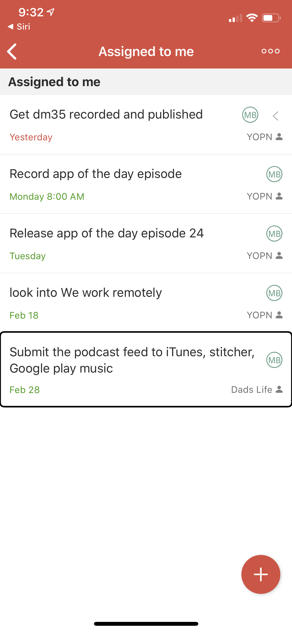 Screenshot of the Todoist app showing tasks assigned to Michael